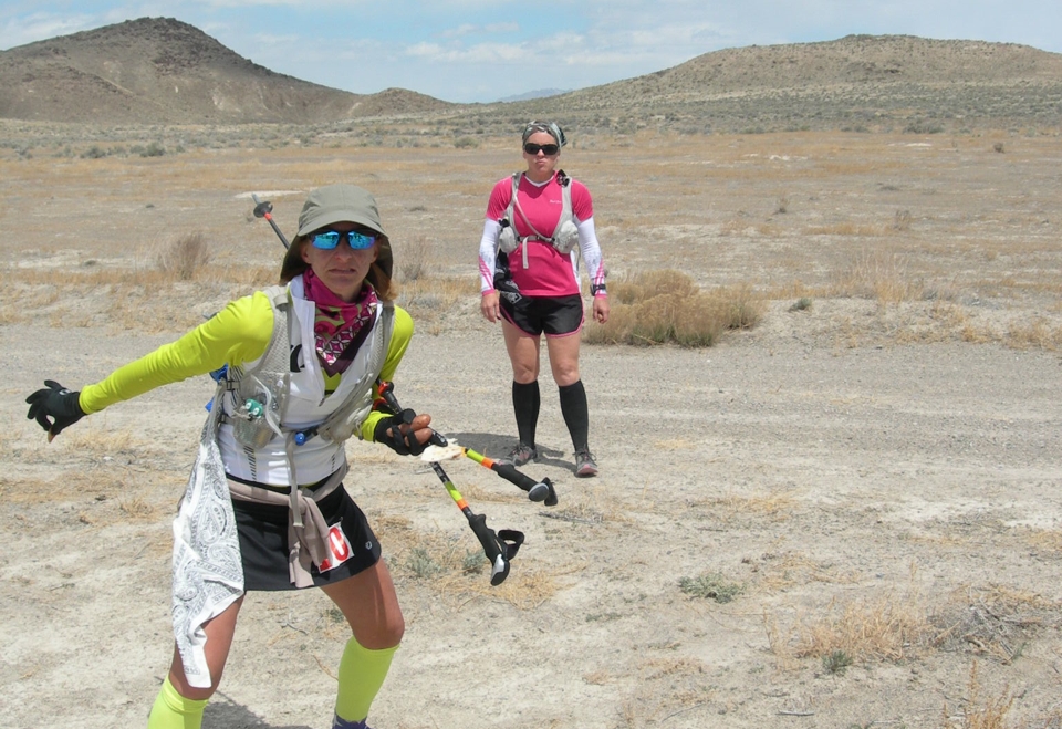 Picture of Ultra Ninja Emily Berriochoa with trekking poles, weapon of choice