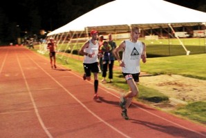 Picture of Yassine Diboun on the track at the finish of Western States 100