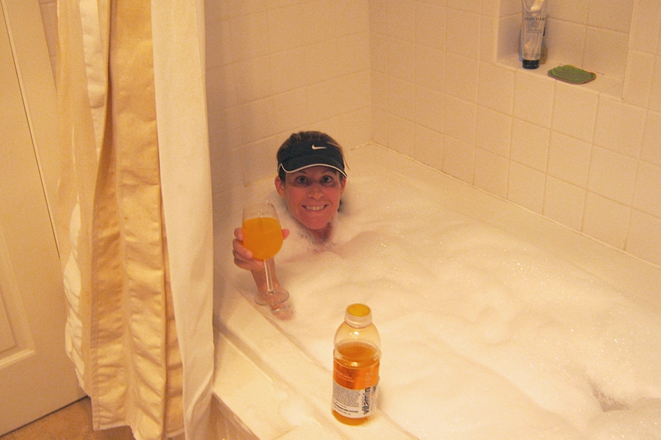 picture of carilyn johnson in a hot bath, not an ice bath