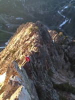 Matthew Van Horn climbs the south ridge of Mt Superior