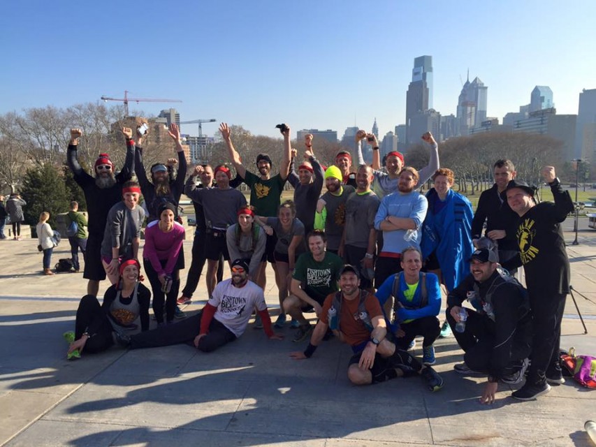 Several of the runners on the Rocky Steps - Rocky 50k