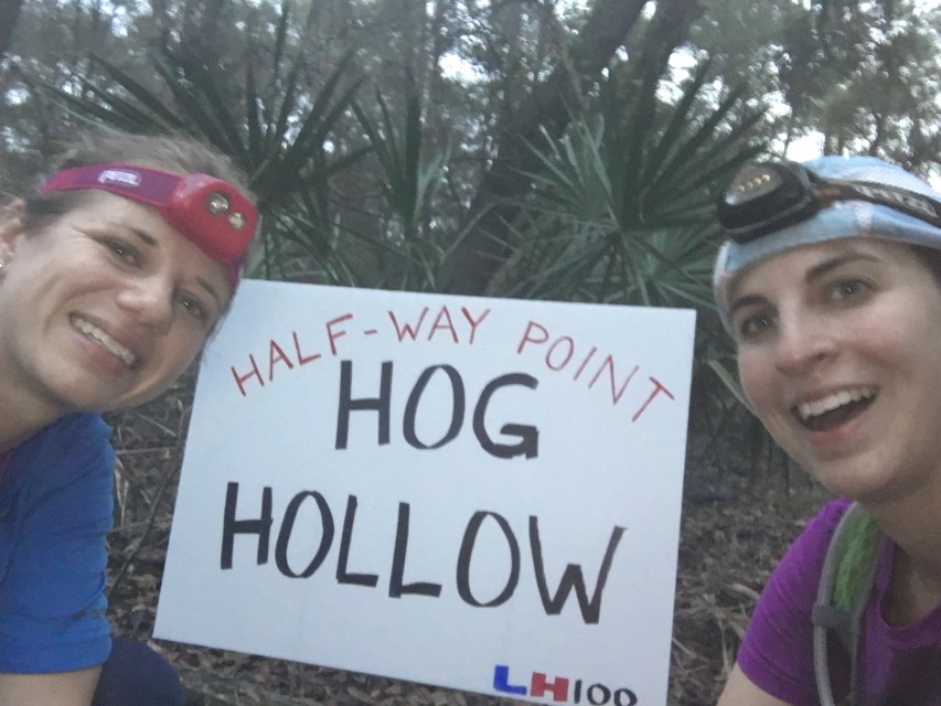 Arielle and me when we hit 50 miles. We thankfully saw no hogs!